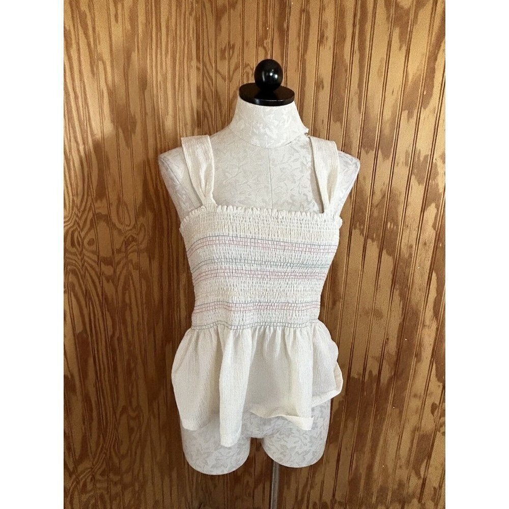 Madewell Texture & Thread Sleeveless Knit Tank‎ Rainbow Stitching Large